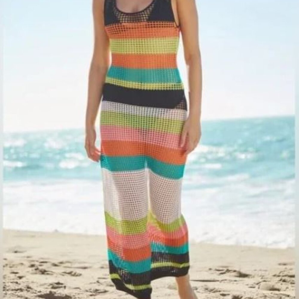 COPY NWT PQ SWIM Shiloh Crochet Multicolor Cover-up Dress Size XS/S - Picture 3 of 11